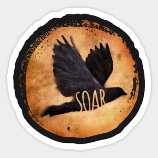 SOAR - crow/raven in flight Sticker